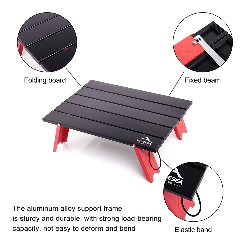 Widesea – Mini table pliante portable pour camping, pique-nique en plein air, barbecue, vaisselle, bureau d'ordinateur pliable ultra léger