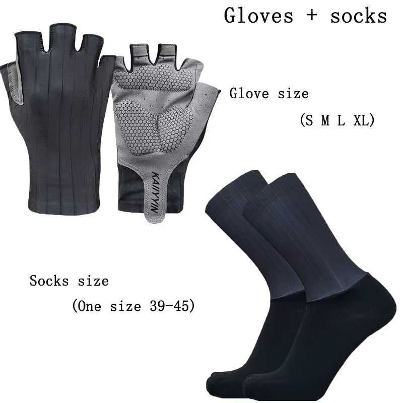 Nouveaux gants de cyclisme sur route chaussettes combinaison demi-doigt vélo hommes sport Aero
