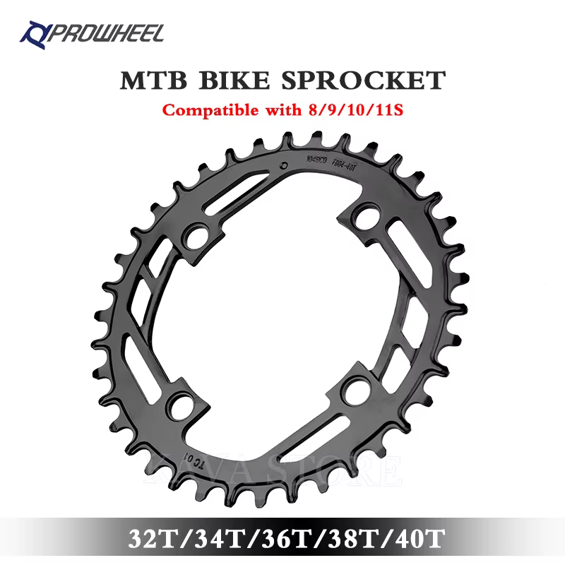 Prowheel 104BCD plateau rond vtt vélo 32T 34T 36T 38T 40T roue à chaîne large étroite