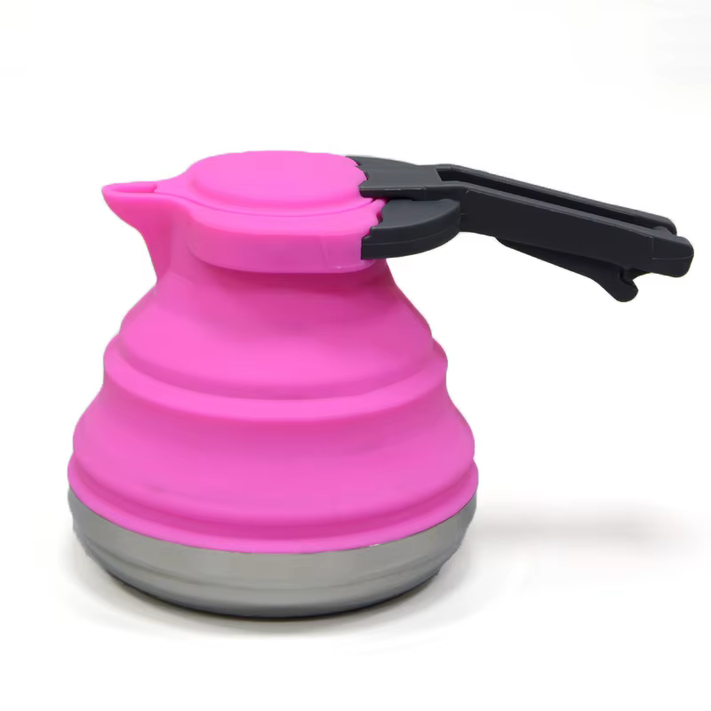 Bouilloire portative extérieure en Silicone, bouilloire pliable en Silicone, fond en acier de 1,2 l