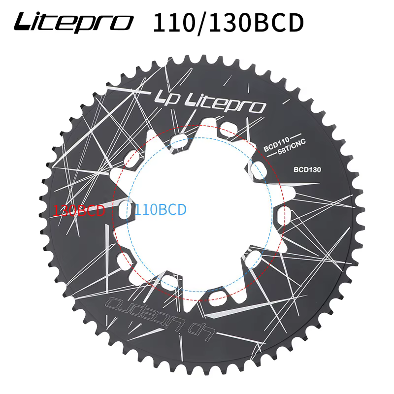 Litepro-Plateau Ovale Double 110/130BCD pour Vélo Pliant Bromsilice