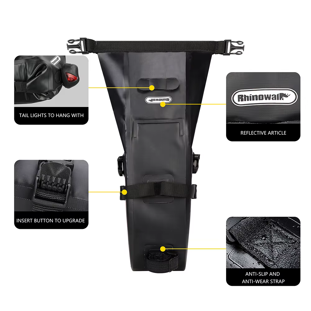 Rhinowalk Sac de Selle de Vélo, Entièrement Étanche pour le Cyclisme, VTT, Outils de Réparation de Route, Sac Arrière de Vélo, Accessoires 1.5L, 2.5L