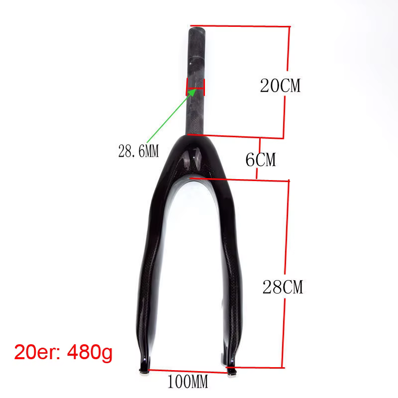 Date 20/24 "pouces vélo d'escalade essai 3K fibre de carbone fourche avant