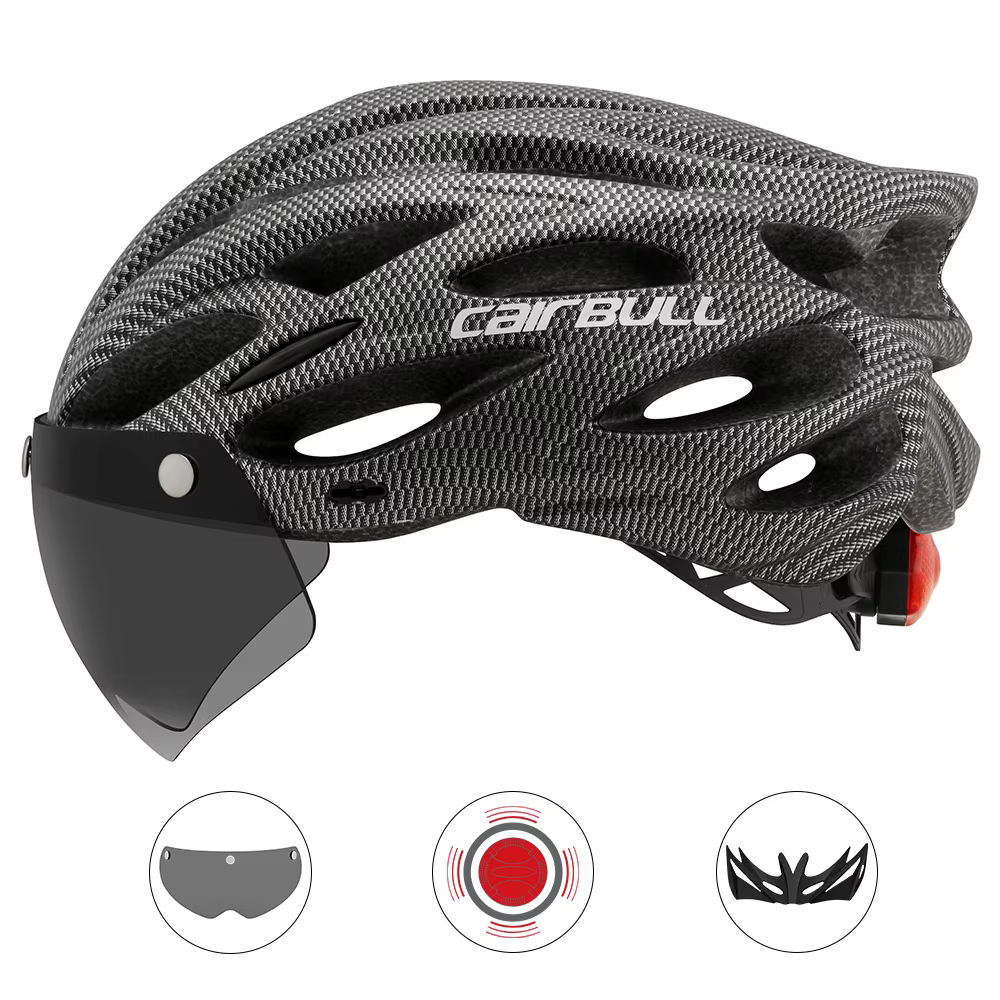 Casque de vélo Cairbull Casques de montagne ultralégers moulés intergralement avec lunettes à visière amovible
