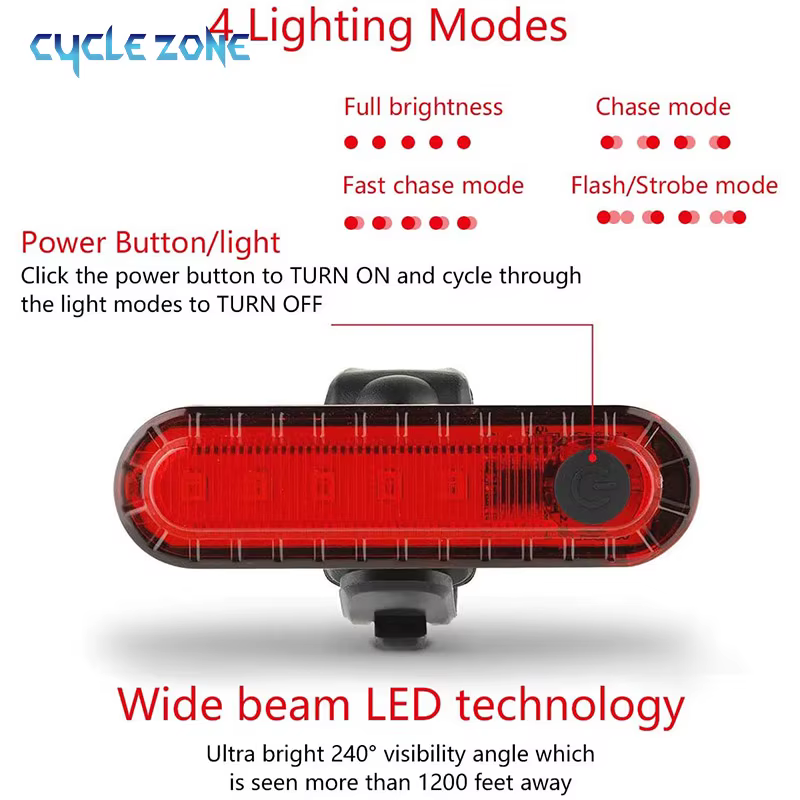 Feu arrière de vélo rechargeable par USB