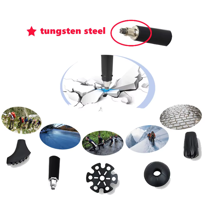 Bâtons de randonnée en fibre de carbone ou en alliage d'aluminium à verrouillage rapide