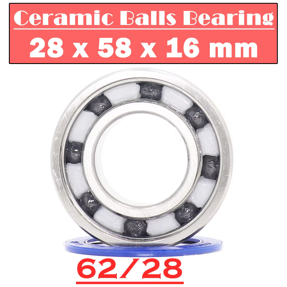 Roulement en céramique hybride 62/28 28*58*16mm (1 pièce) roue avant et arrière de vélo de course 62 28 2RS LUU hybrides Si3N4 roulements à billes 62/28RS