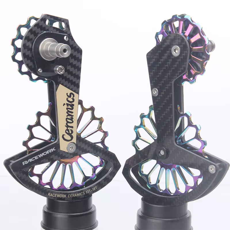 RACEWORK 18T vélo de route dérailleur arrière en Fiber de carbone roulement en céramique poulie roue de guidage arc-en-ciel pour SHIMANO R7000 R8000/8050/9100