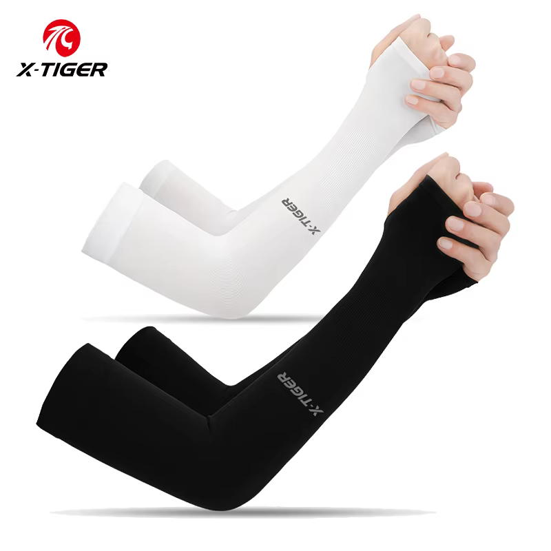 X-TIGER Manchons de bras de cyclisme Tissu de glace Anti-UV Protection solaire Manchon de cyclisme de course Sport de plein air Manchettes de cyclisme Hommes Femmes