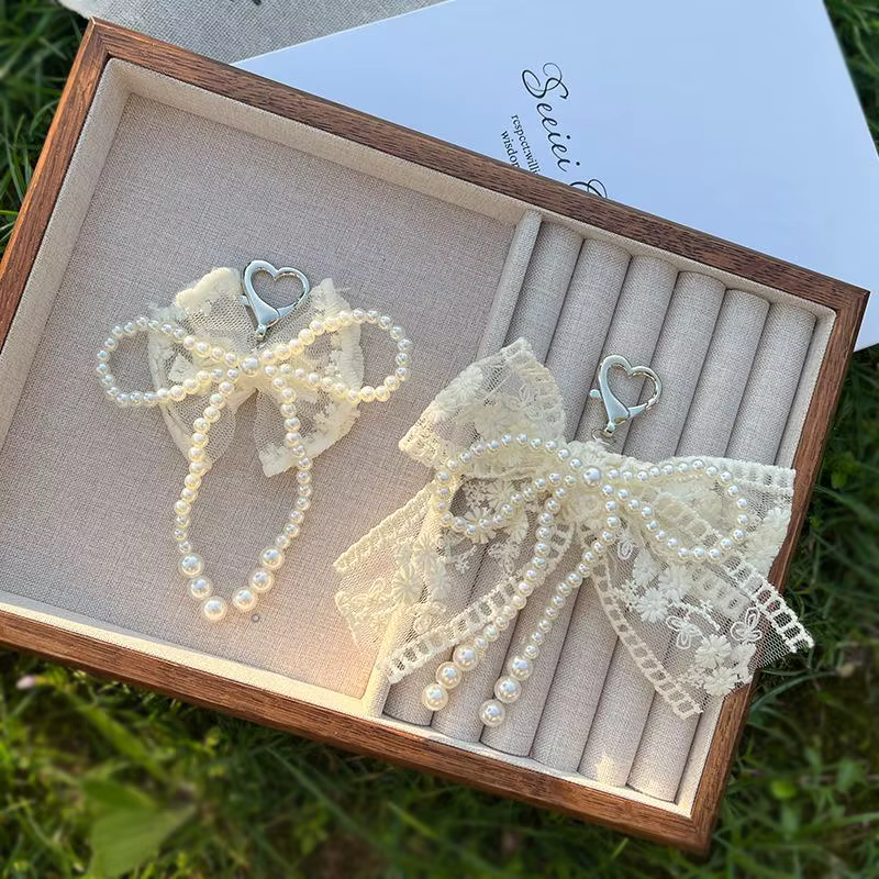 Accessoires de sac à nœud en dentelle, pendentif de téléphone portable, porte-clés en dentelle, pendentif de sac blanc, chaîne de téléphone portable, accessoires de sac