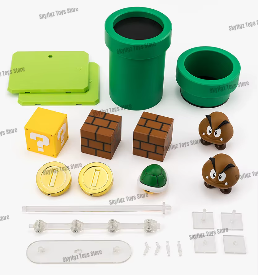 En stock Nouveau Pack d'accessoires de scène Bandai SHF Super Mario Mario Luigi Bowser Yoshi Collection de figurines articulées Cadeau