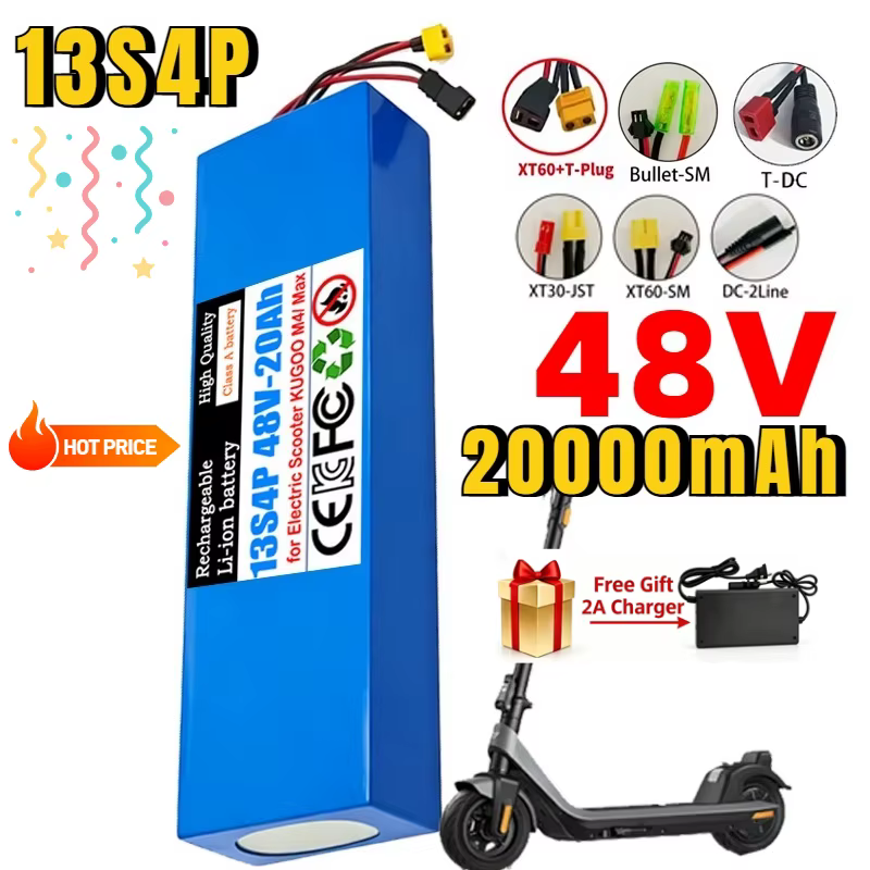 Batterie Li-ion 18650 48V 13S4P 20Ah pour trottinettes électriques avec système de protection BMS