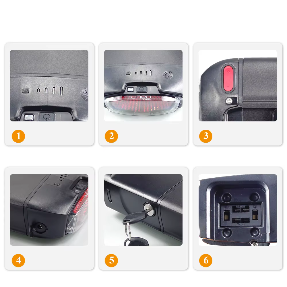 Batterie de vélo électrique EVRYjourney FATTIRE 500W pour porte-bagages arrière 48V 10.4Ah 12Ah 14Ah avec feu