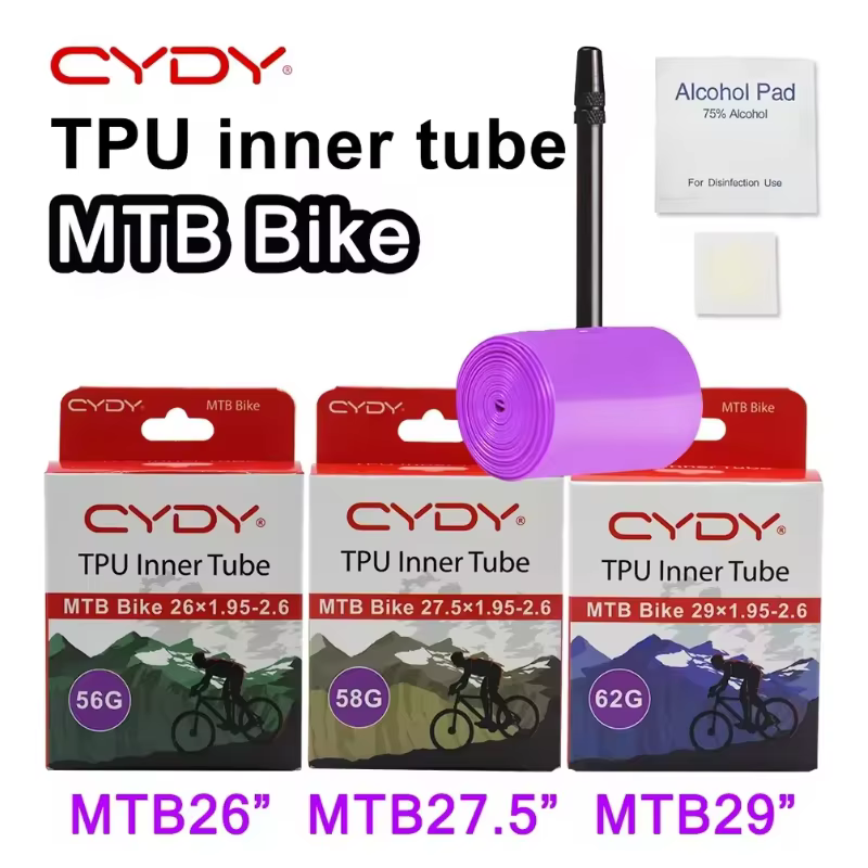 Chambre à air de vélo VTT CYDY TPU ultralégère 29 26 27.5 29x1.95 2.0 2.1 2.2 2.3 2.4 2.5 2.6 Pneu