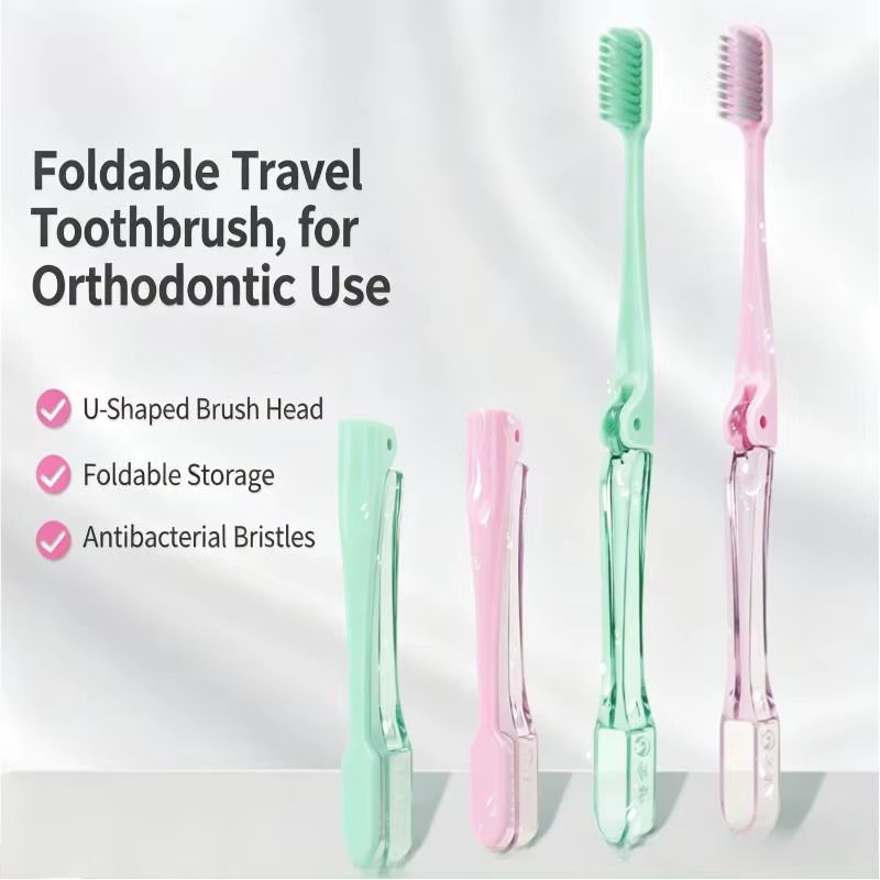 Brosse à dents pliable de voyage, mini, portable, à poils doux et moyens, design pratique pour le camping, accessoires de salle de bain, cadeau