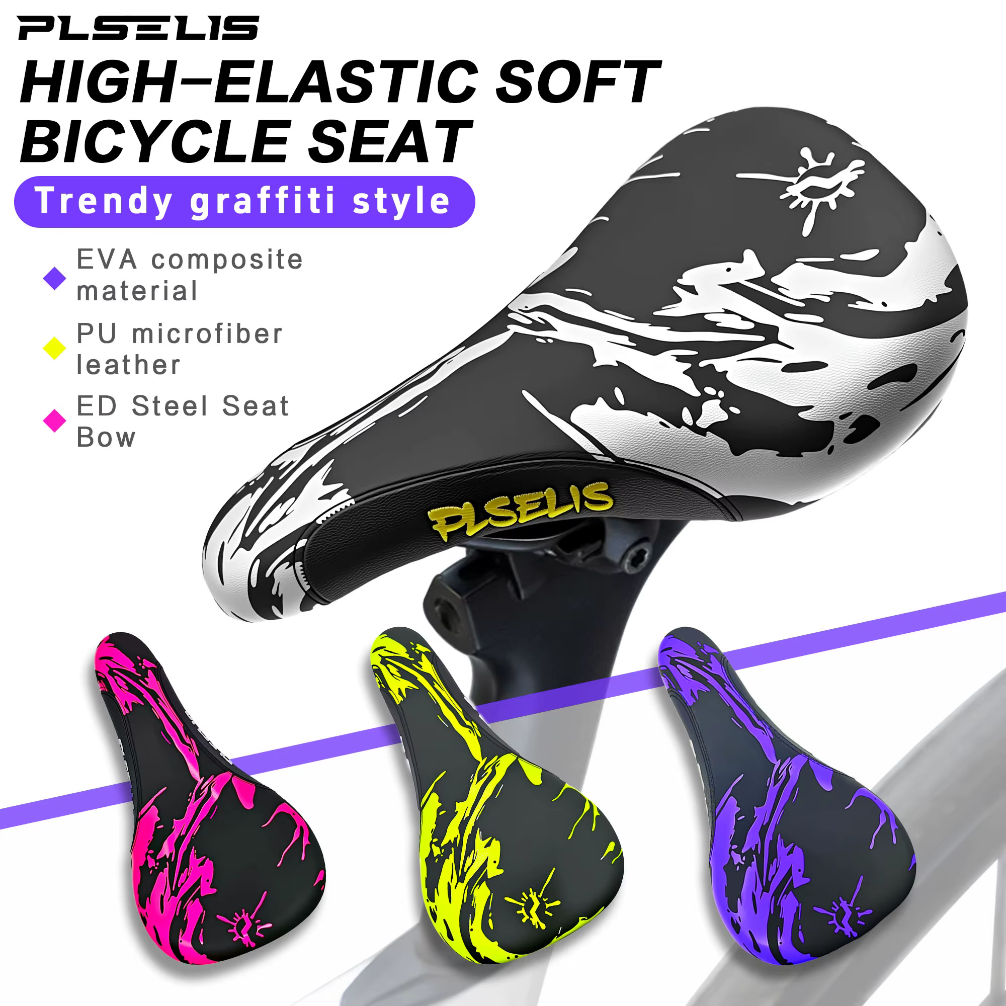 PLSELIS Selle de VTT de haute qualité : dessus en cuir PU