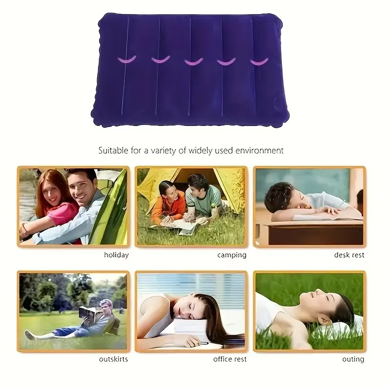 Coussin d'air pliable et carré, 47x30cm, pour Camping en plein air, sommeil, oreillers gonflables, dossier de voyage, repose-tête en avion, grand