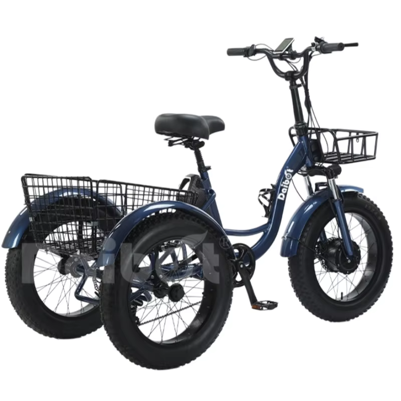 Nouveau 3 roues gros pneu adulte rose vélo électrique femmes ville 500W famille Cargo Tricycle