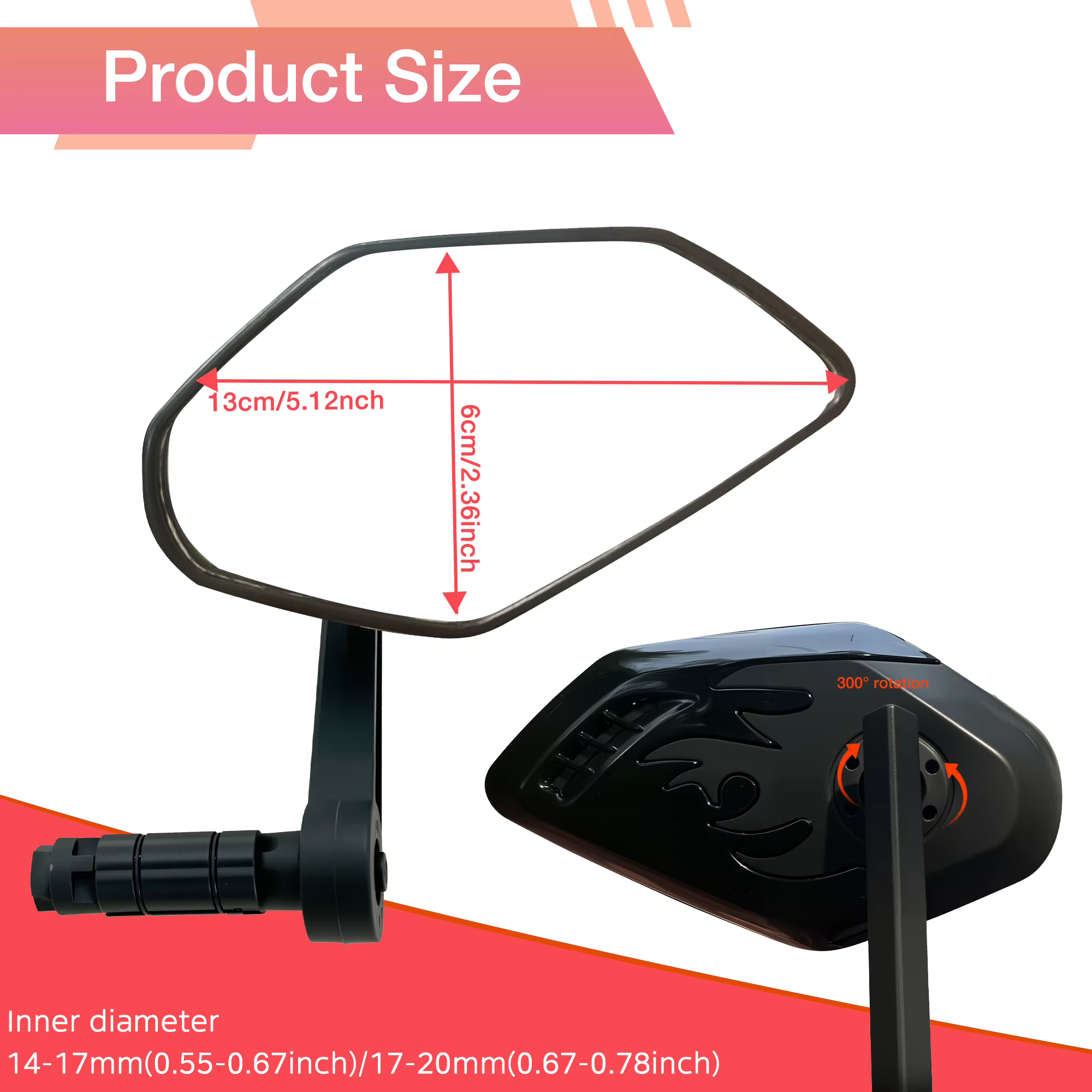 Rétroviseur de vélo, rétroviseur de guidon réglable