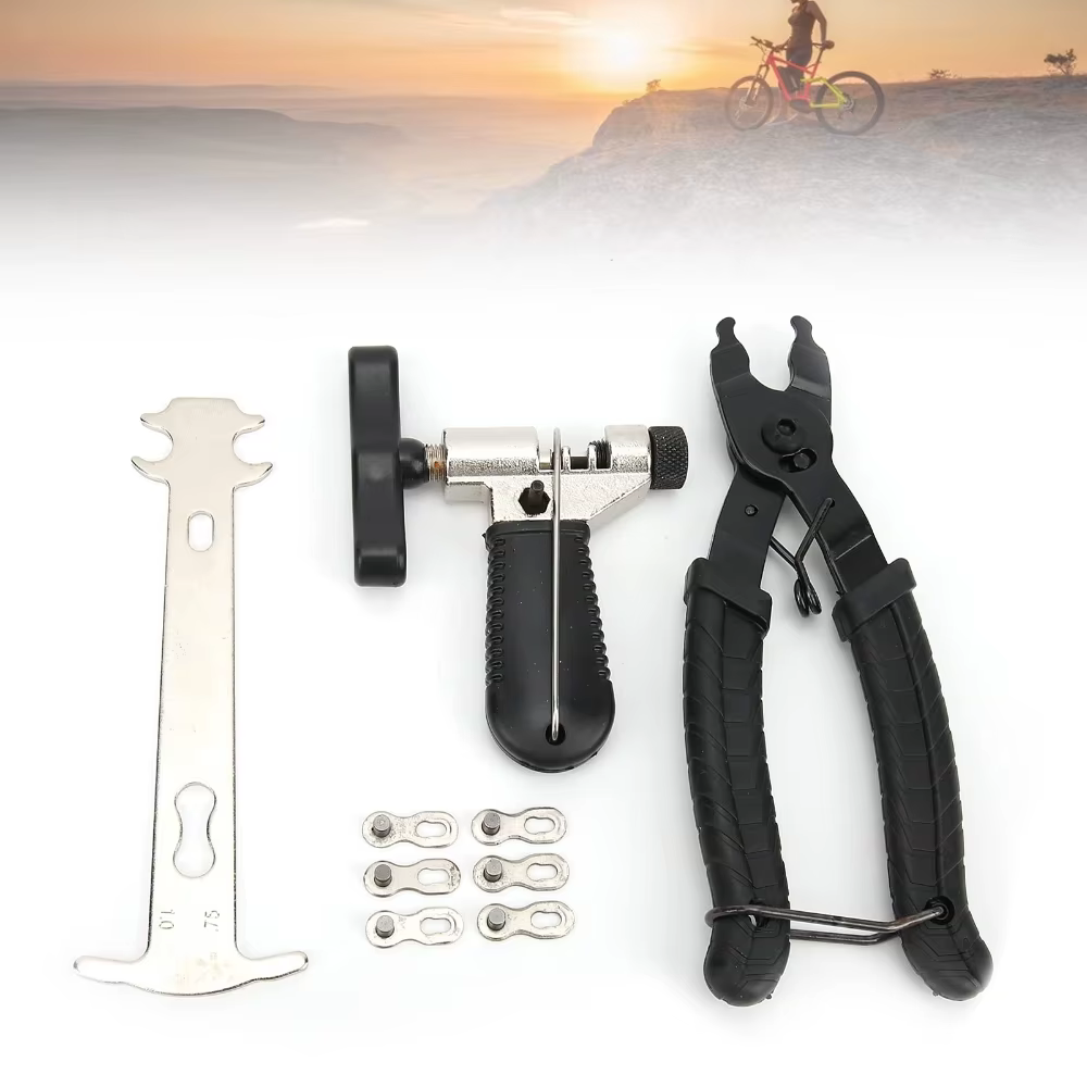 Kit d'outils de réparation de chaîne de vélo avec pince