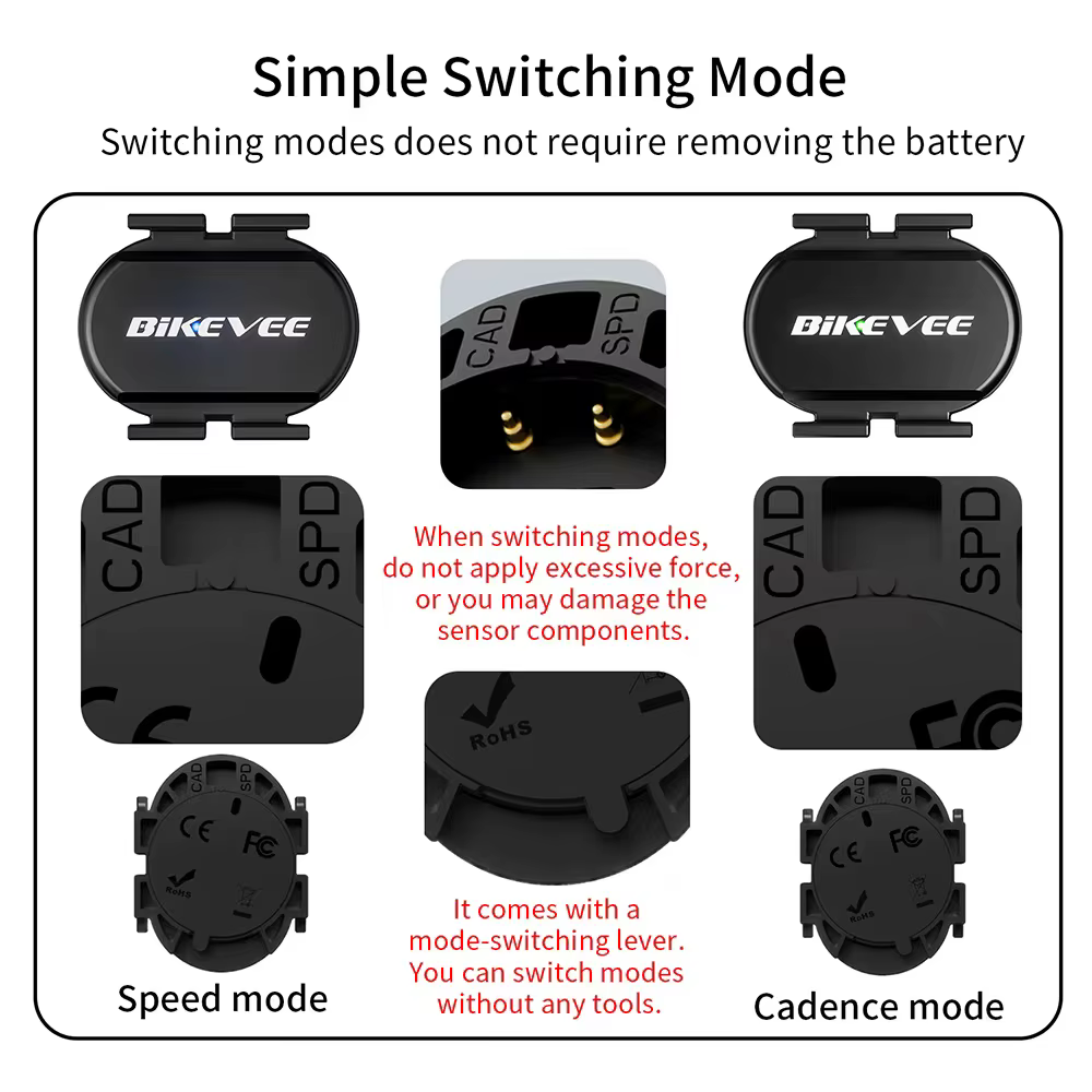Capteur de vitesse et de cadence sans fil universel, Bluetooth ANT+, compatible avec Rouvy Zwift Garmin Wahoo CooSporide pour ordinateur de vélo