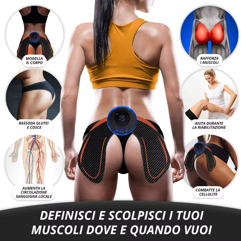 Stimulateur Musculaire EMS pour les Hanches, Masseur Amincissant Sans Fil Rechargeable par USB, Entraîneur Abdominal et de la Taille pour le Fitness