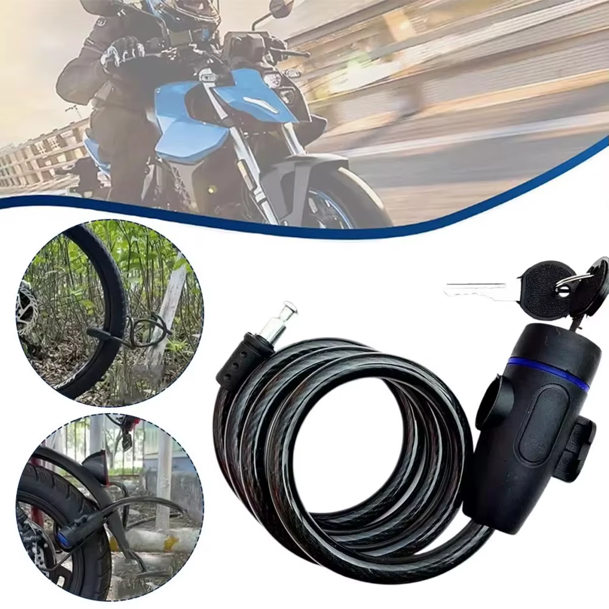Serrure de câble de vélo avec clés