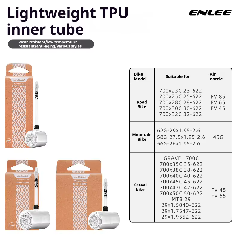ENLEE chambre à air de pneu de vélo TPU F/V route VTT