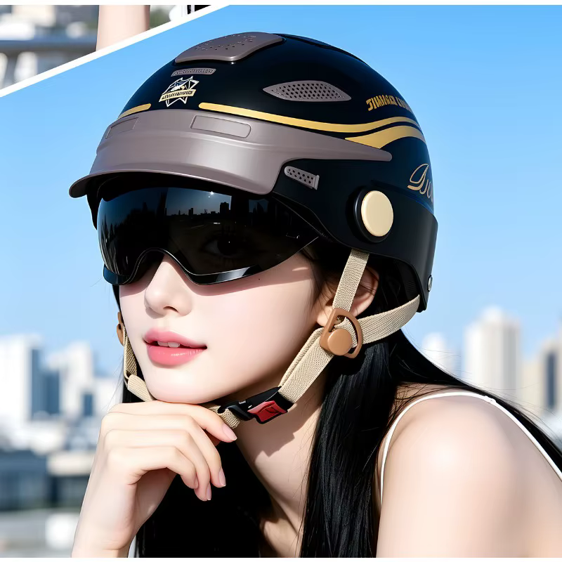 Nouveau casque demi-intégral intelligent et respirant pour l'été 2026 – Idéal pour la moto et les scooters électriques (sécurité homme et femme)