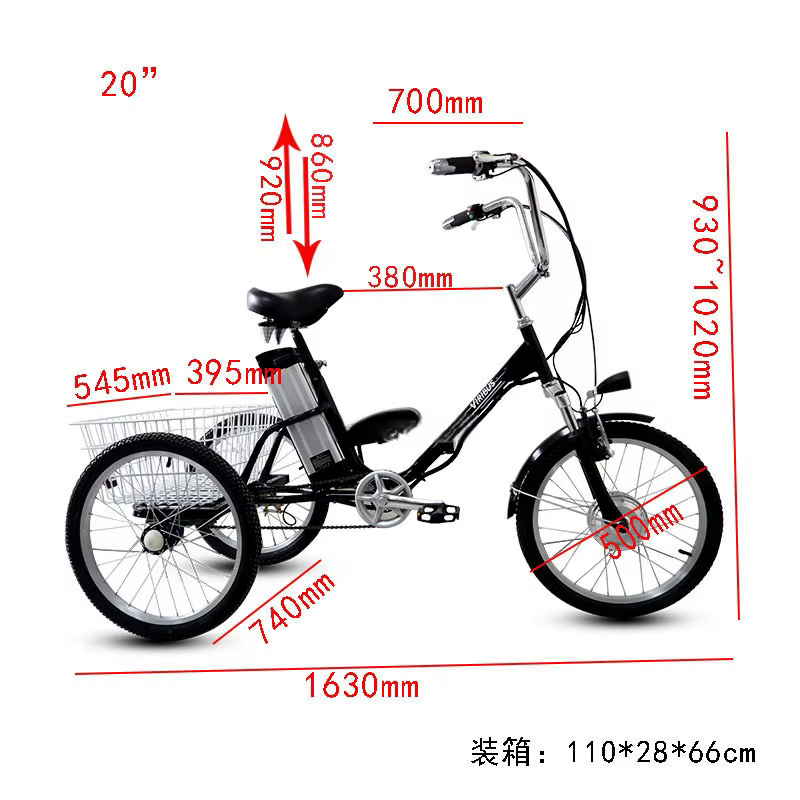 Vélo électrique pliable pour adultes de 20 pouces à 3 roues