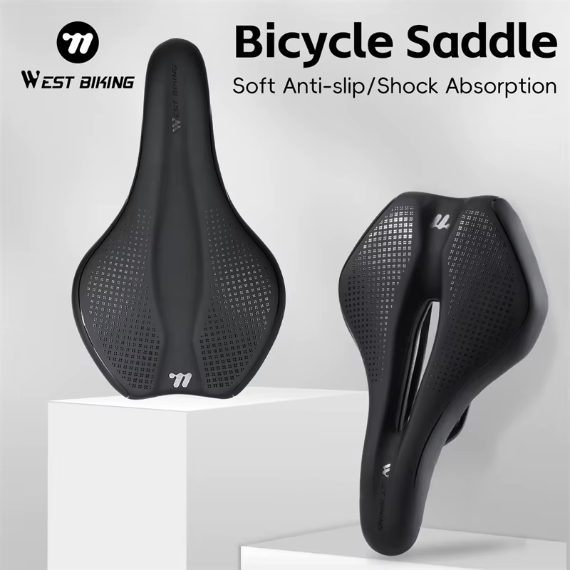 WEST BIKING Selle de vélo en cuir givré respirant et creux
