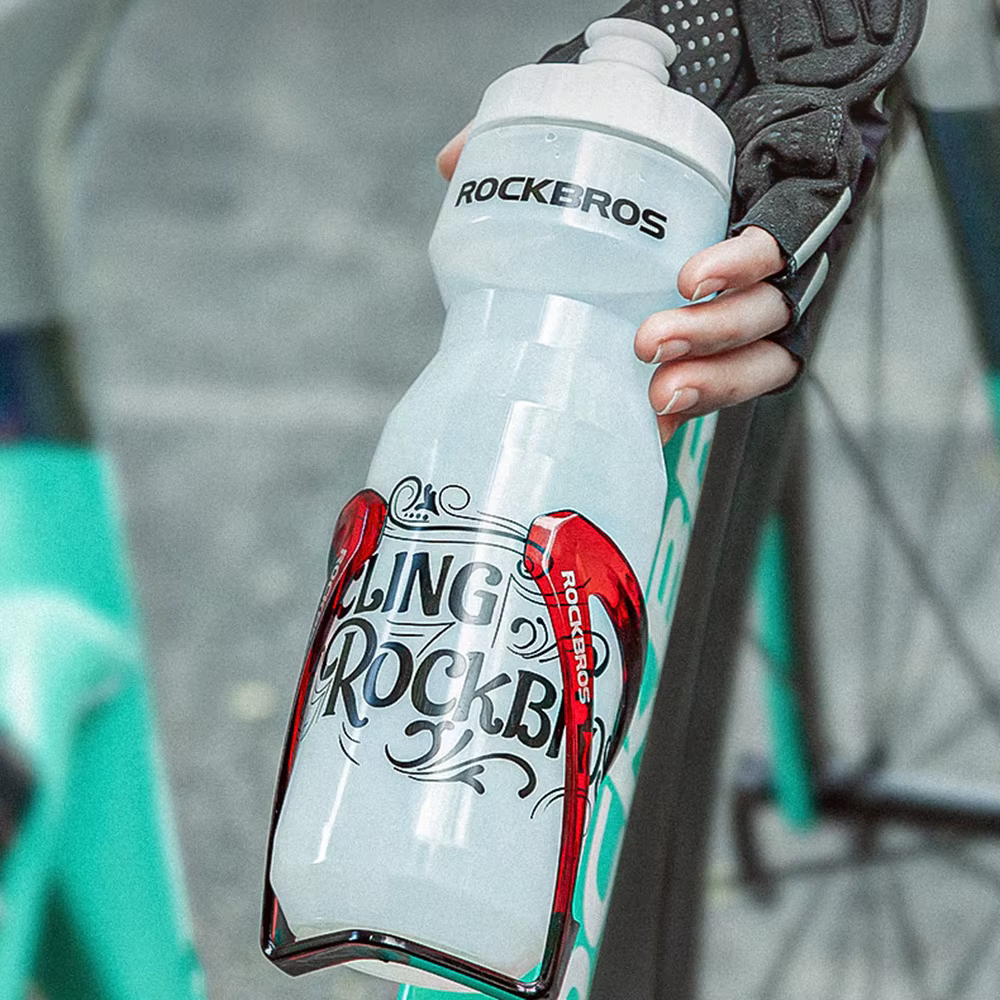 ROCKBROS bouteille d'eau de cyclisme + porte-bouteille d'eau ensemble de 2 pièces-750 ml bouteille d'eau de sport + porte-bouteille d'eau moulé intégré