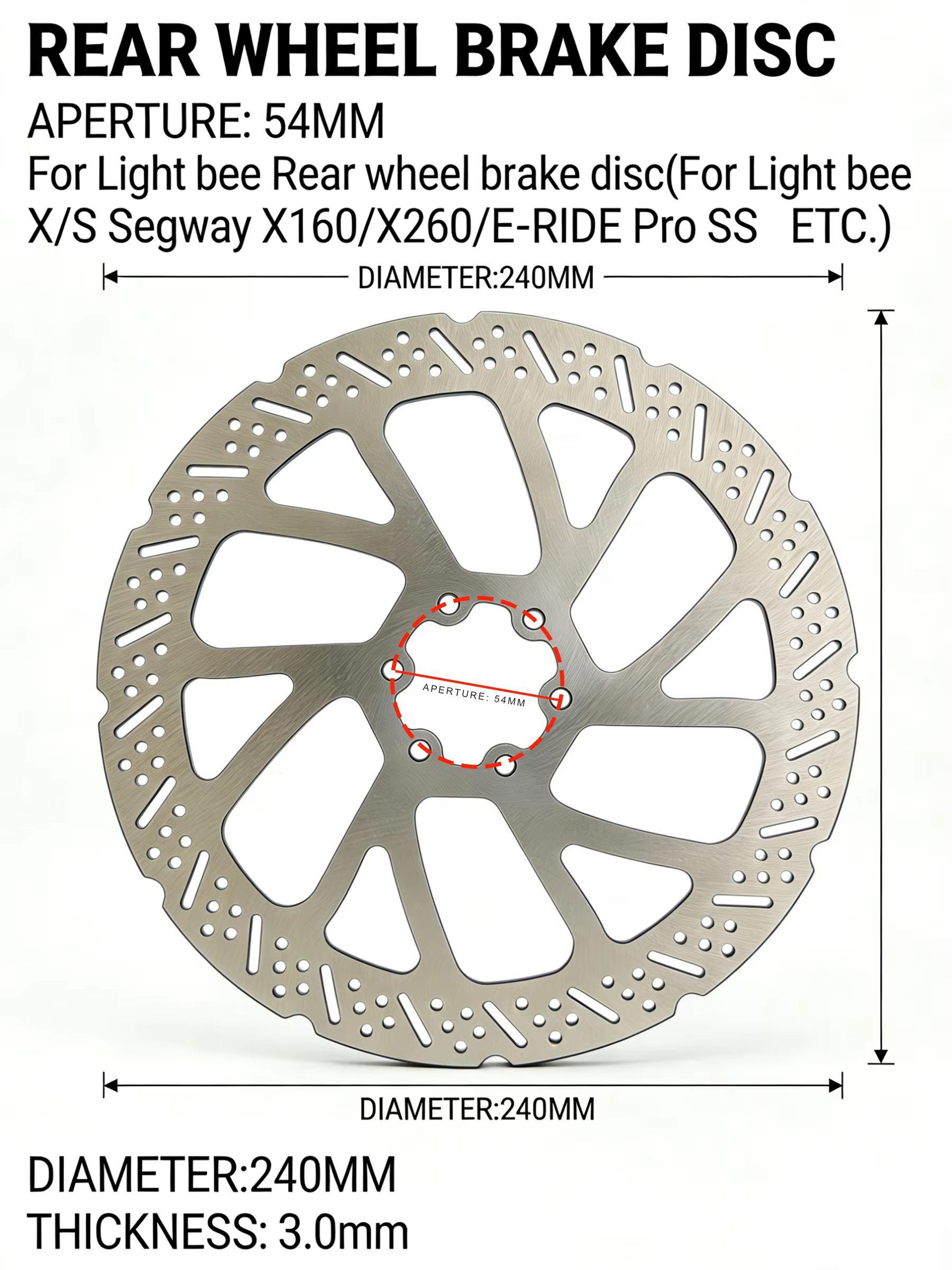 Kit de mise à niveau Super E-bike Light Bee / E-ride / 79Bike Mod vers système de freinage Ultra Bee avec disques de frein avant/arrière de 240 mm