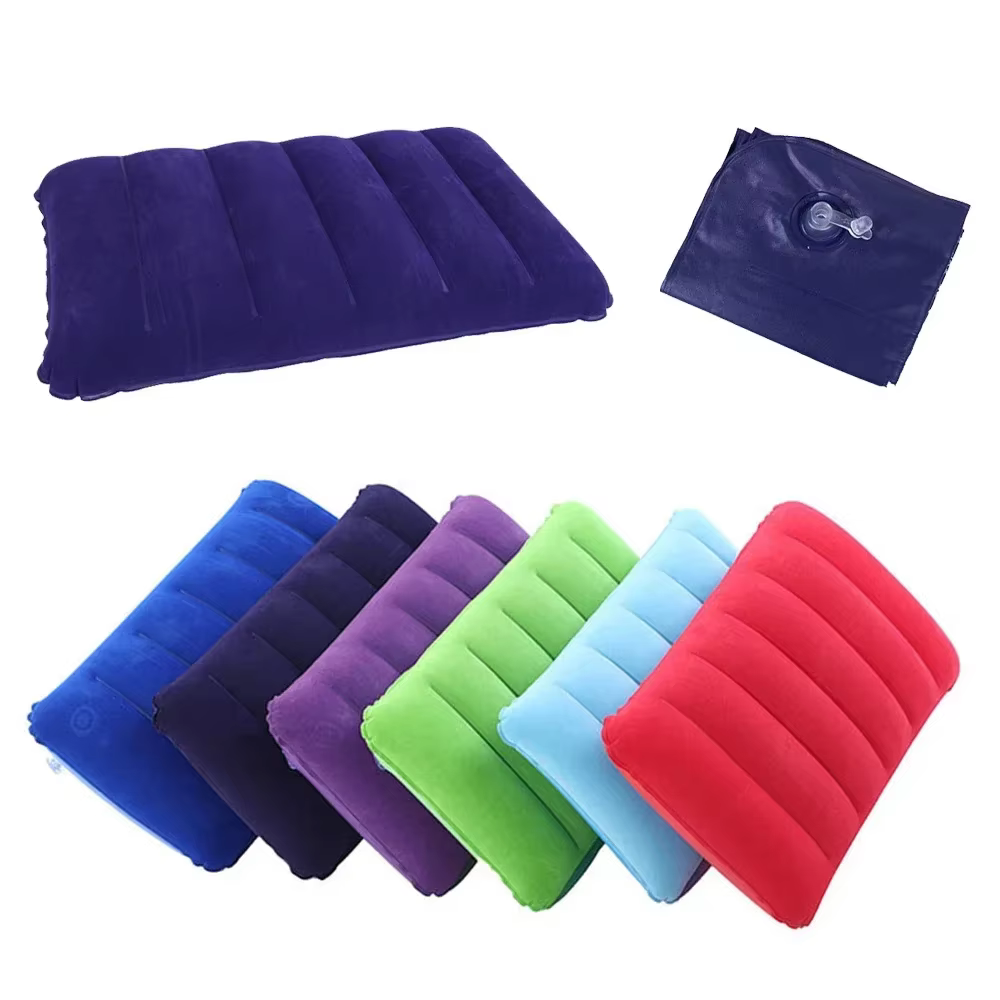 Coussin d'air pliable et carré, 47x30cm, pour Camping en plein air, sommeil, oreillers gonflables, dossier de voyage, repose-tête en avion, grand