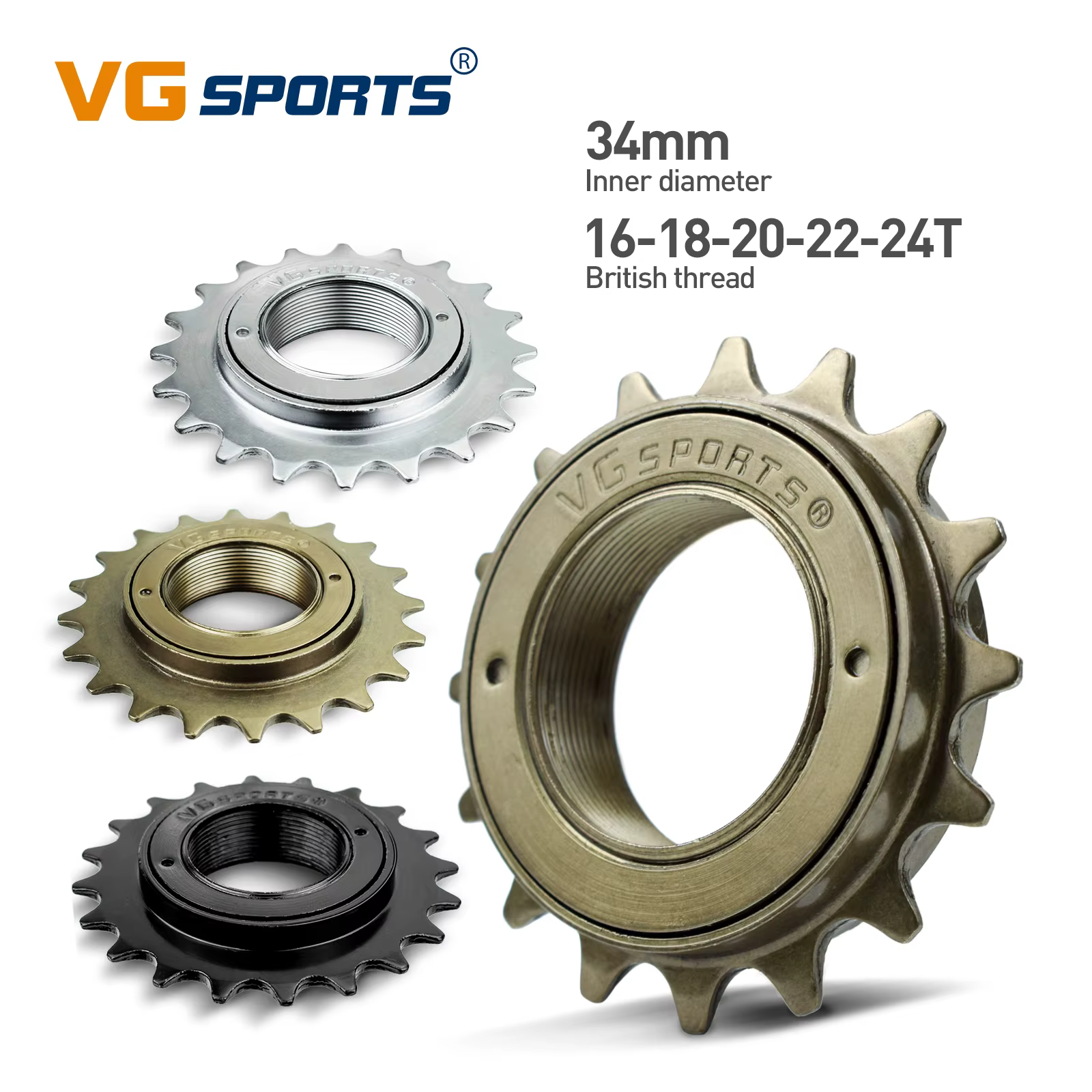 1pc VG Sports 16T/18T/20T/22T/24T 34MM roue libre de vélo à vitesse unique pièce de pignon pour BMX 1