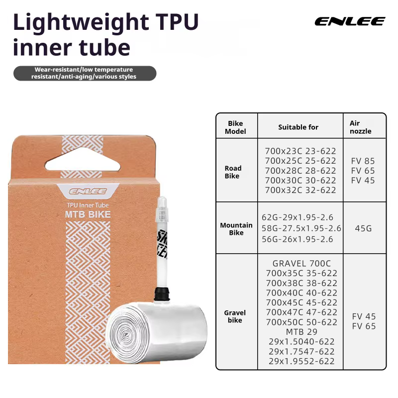 ENLEE chambre à air de pneu de vélo TPU F/V route VTT