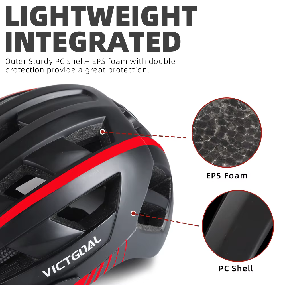 Casque de vélo avec feu arrière LED et pare-soleil pour homme et femme