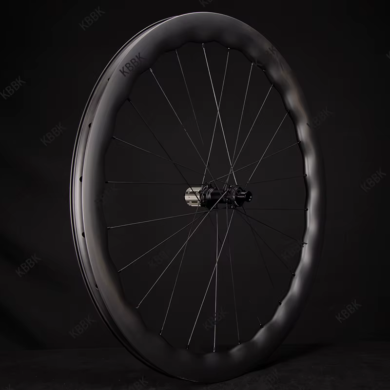 Roues de vélo de gravier ondulées en carbone 700C