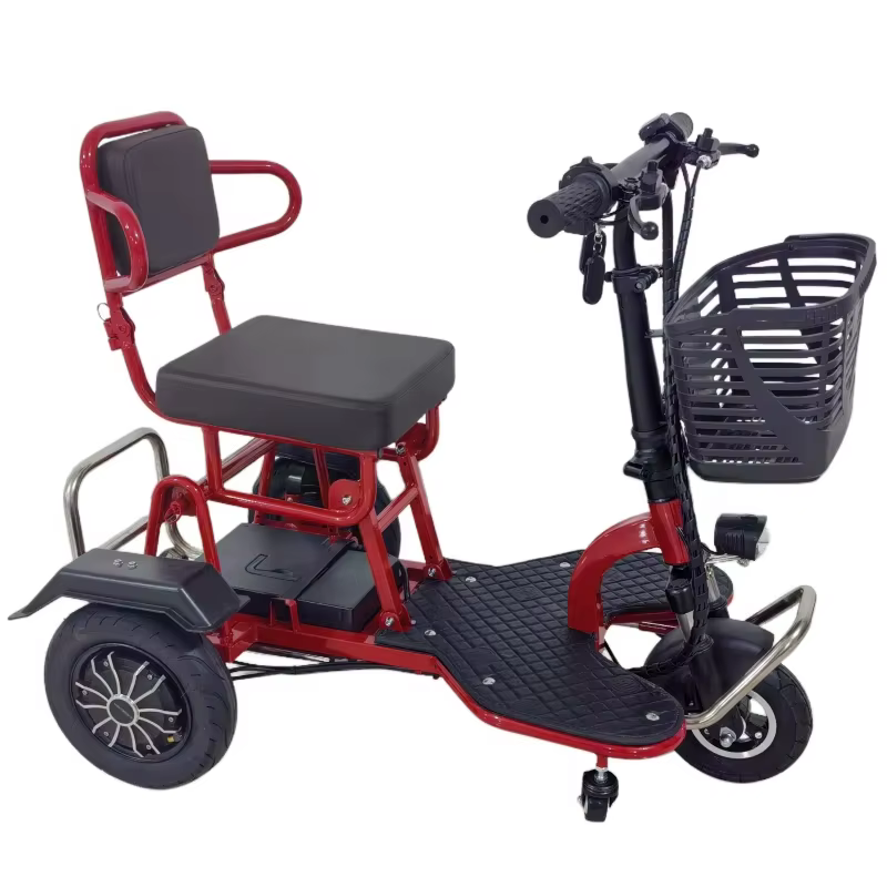 700W puissant Scooter de mobilité à 3 roues avec siège pour personnes âgées pliant Double moteur Scooter électrique avec tige de traction bagages voyage