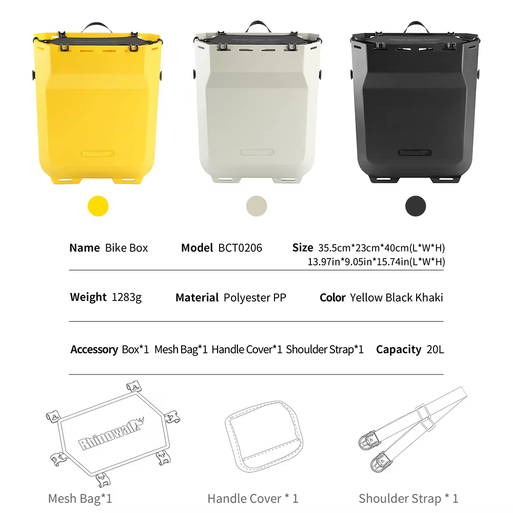 Boîte latérale pour vélo Rhinowalk 20L
