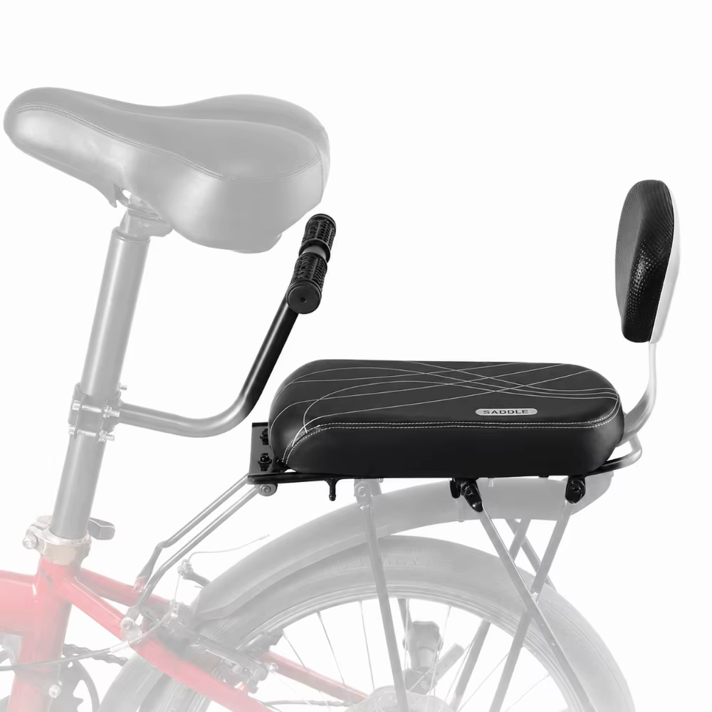 Siège arrière de vélo noir avec dossier