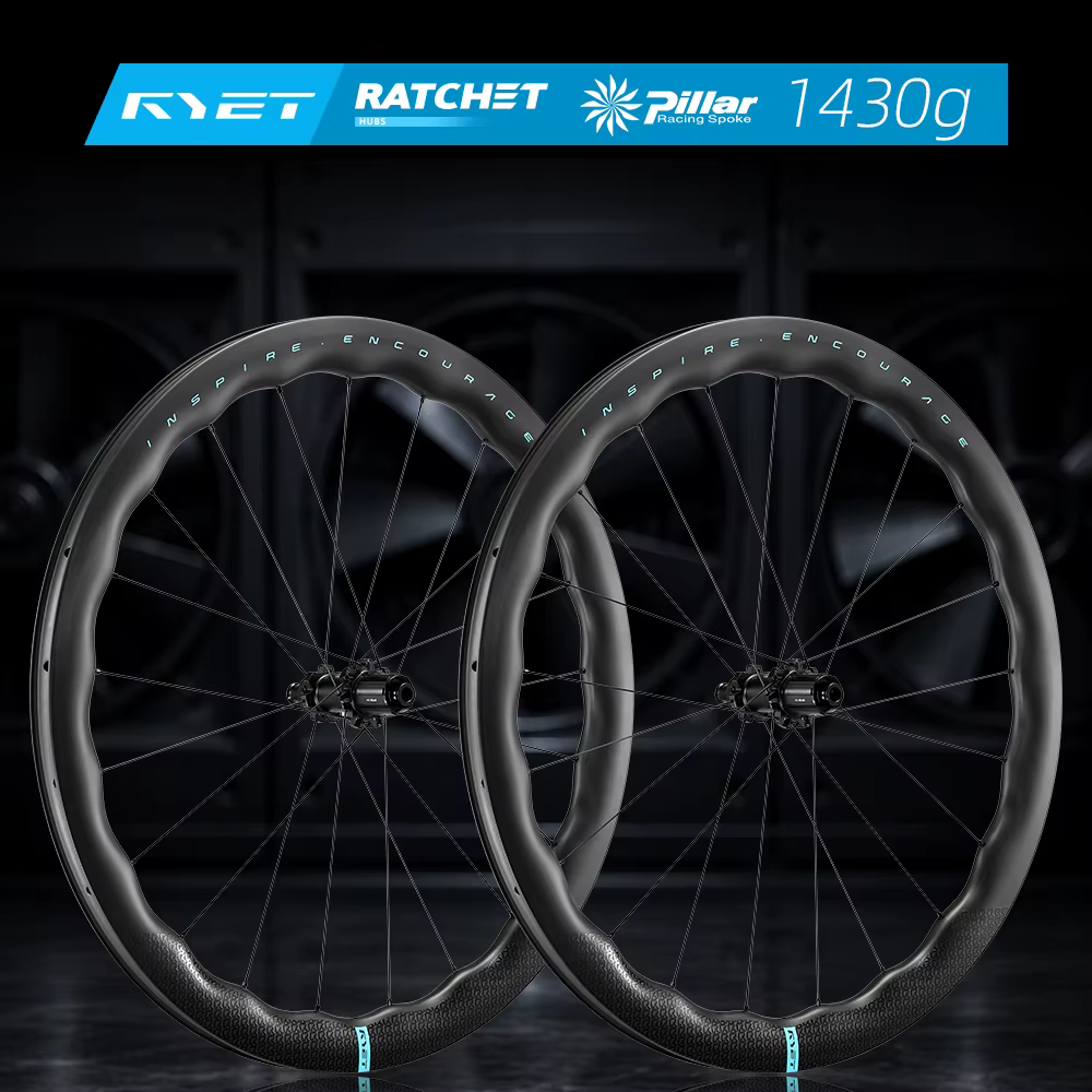 RYET route roues en carbone 50mm jantes de vélo sinusoïdales 22mm Tubeless pneu frein à disque 36T moyeu à cliquet