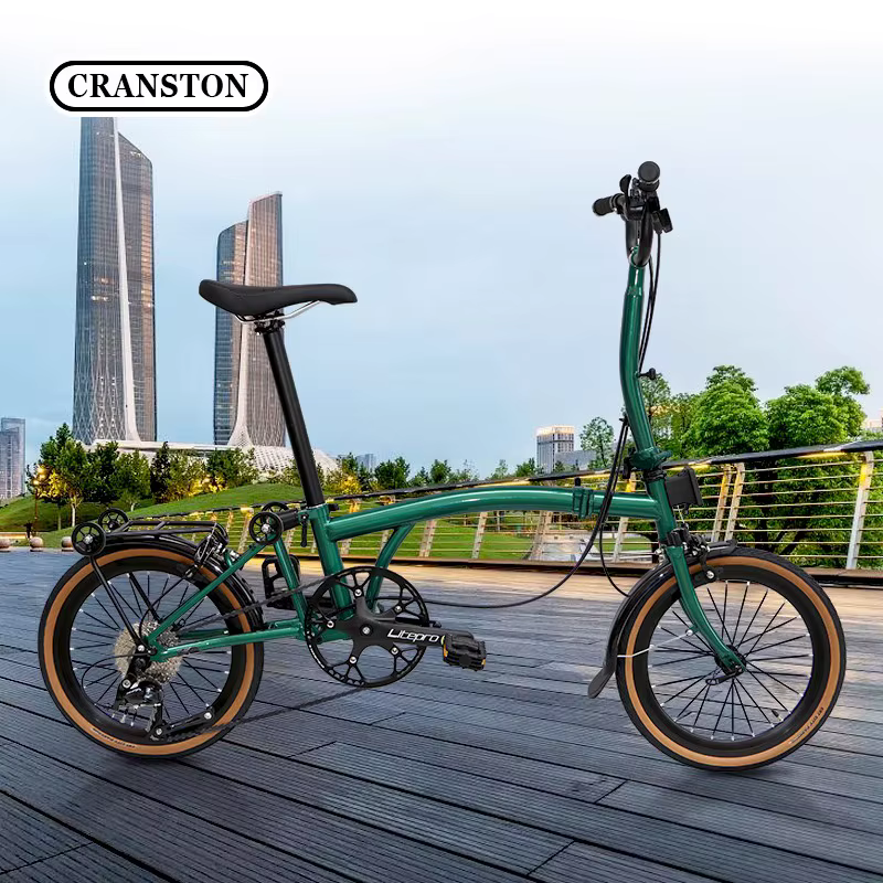 Cranston R9 vélo pliant 16 pouces 9 vitesses c-brake 4130 cadre triple en acier chromé 349 roue en alliage d'aluminium