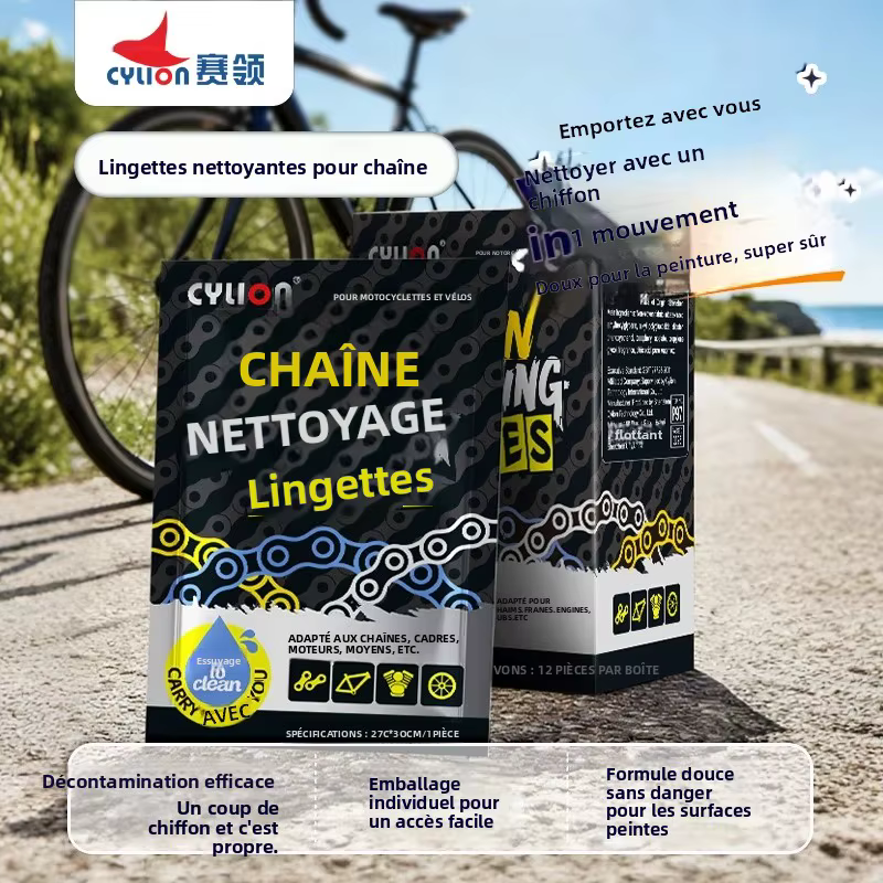 Lingettes de nettoyage jetables pour chaîne de vélo