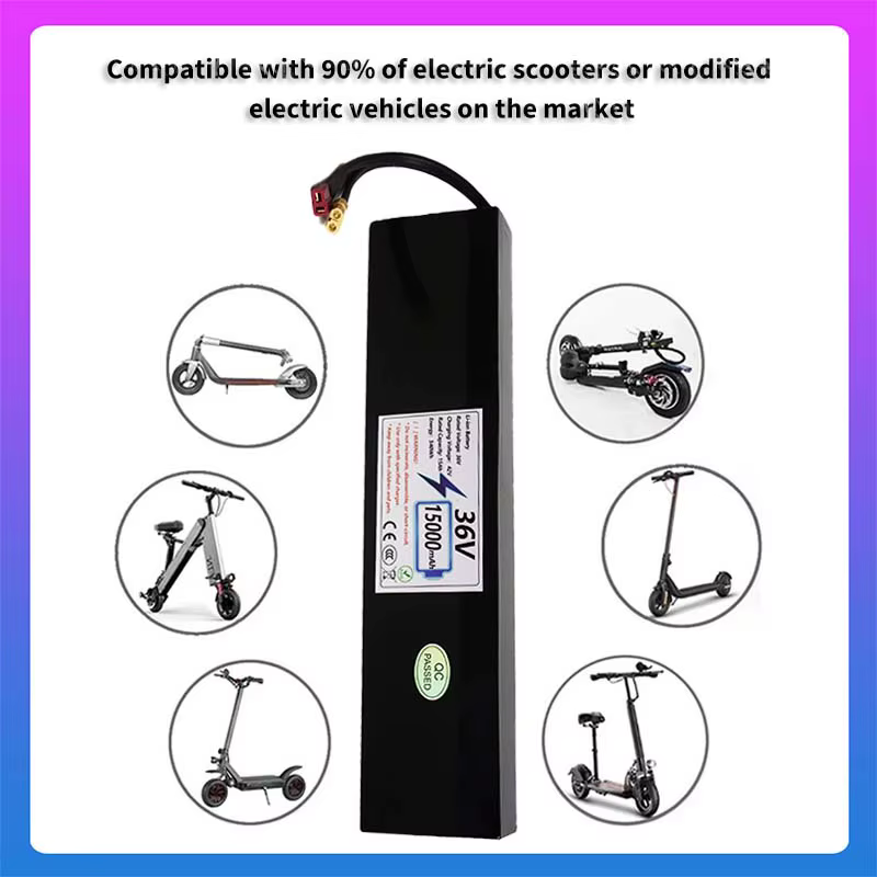Batterie pour scooter électrique 10S4P 36V, batterie rechargeable haute capacité 15000mAh, longue durée de vie, Lithium-Ion 18650, BMS intégré