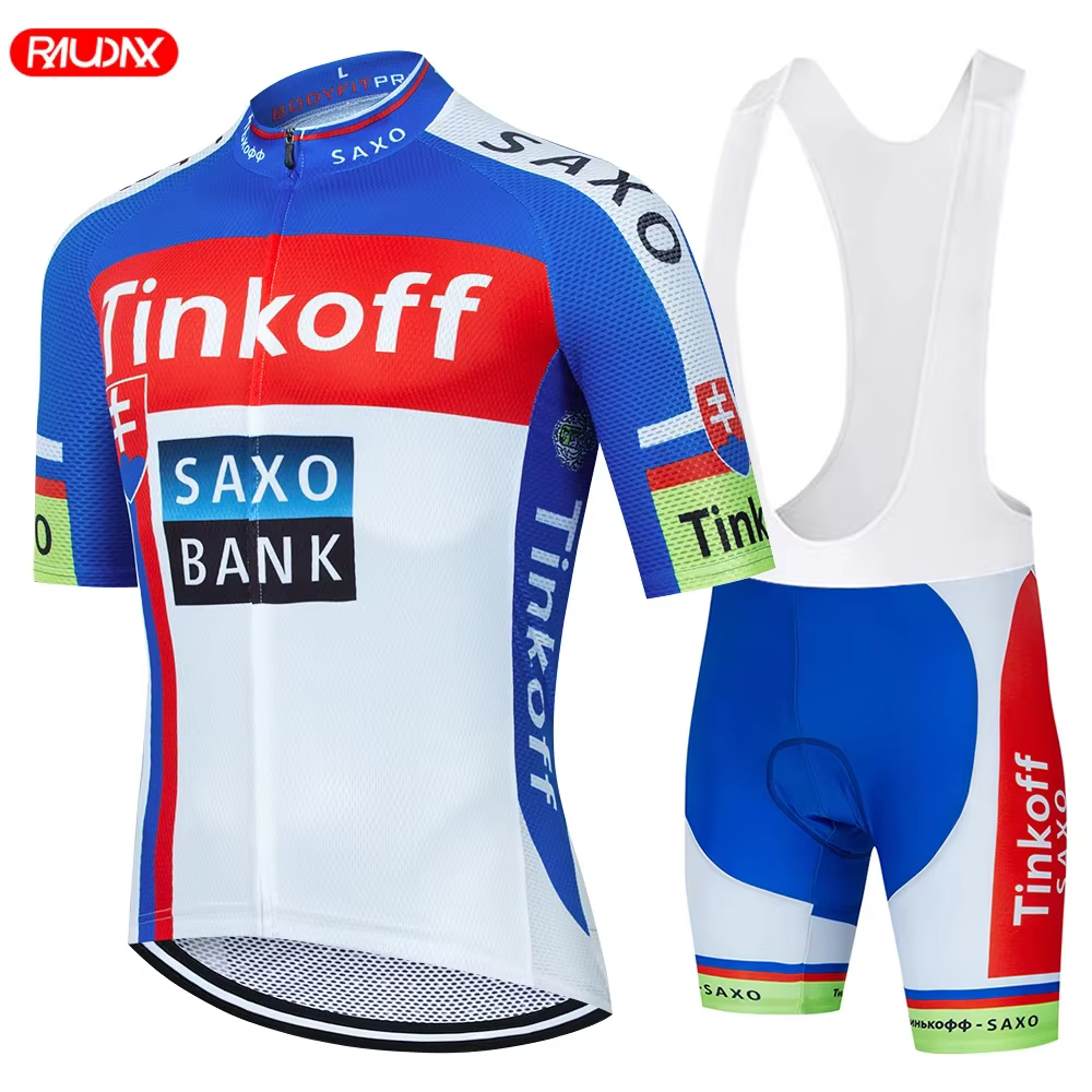 Tinkoff-Ensemble de maillot de cyclisme Saxo Bank, anti-UV, respirant, course, sport, vélo, vêtements de cyclisme, été, 2025