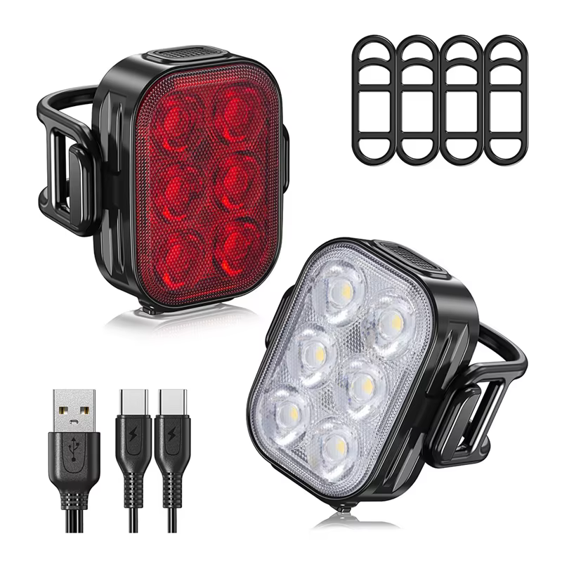 A06F-ensemble de lumières de vélo pour le cyclisme de montagne sur route charge rapide phare