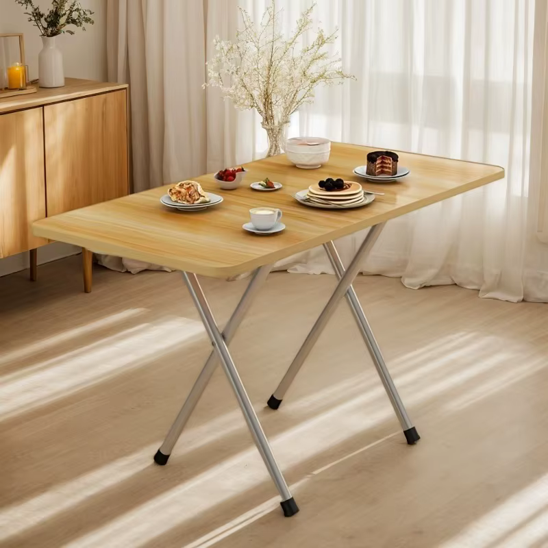 Table pliante simple de petite taille pour la maison, table à manger, table d'étude pour étudiants, table portable à double barre pour dortoir 