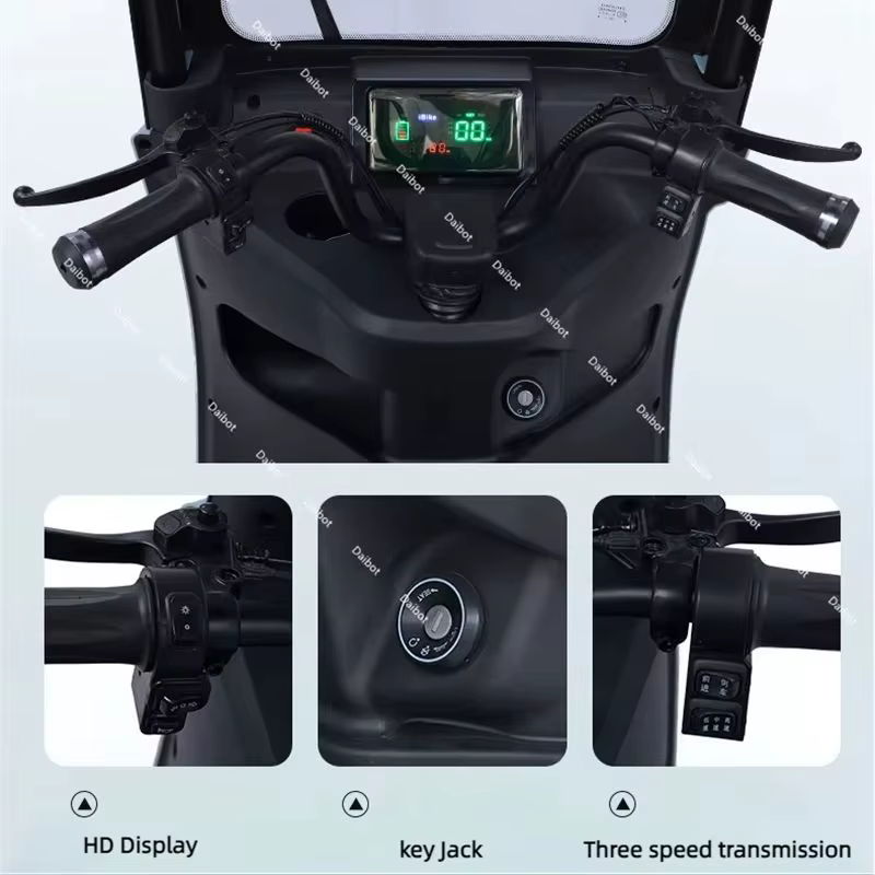 Scooter électrique vélo Parent enfant 3 roues avec toit 3 sièges longue portée 50KM pour adultes femmes 1000w Tricycle