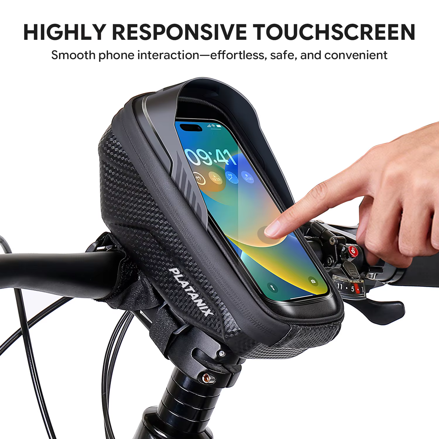 PLATANIX A1 Sac de guidon rigide en EVA pour VTT et vélo de route et pochette pour téléphone à fixer sur le cadre - Équipement de cyclisme polyvalent pour l'extérieur